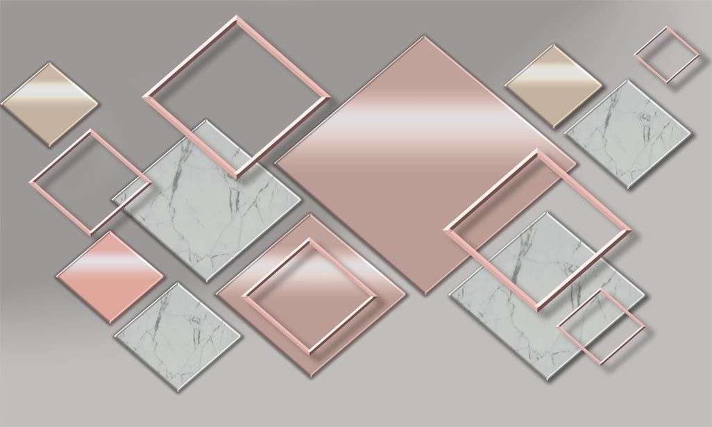 Фотообои в интерьере 3д ромбы на сером фоне  9-2050 фото