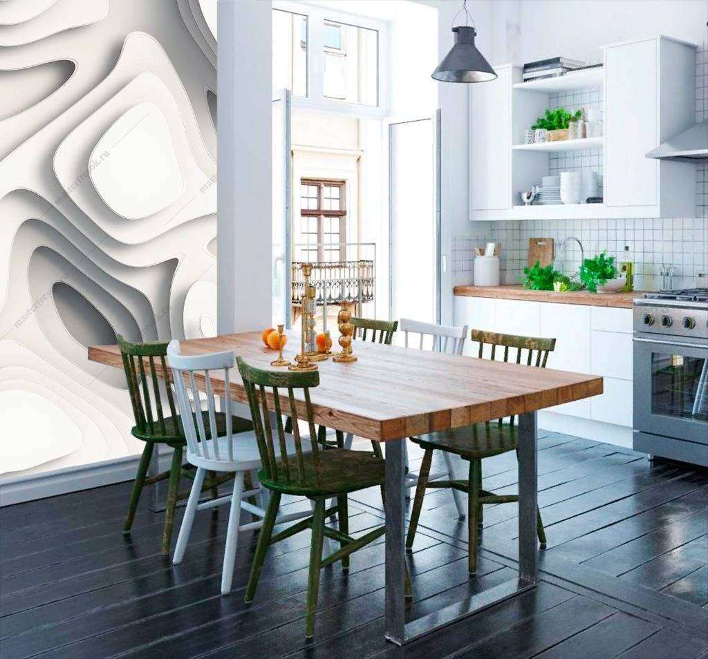 Фотообои в интерьере 3д волны  10-868 фото