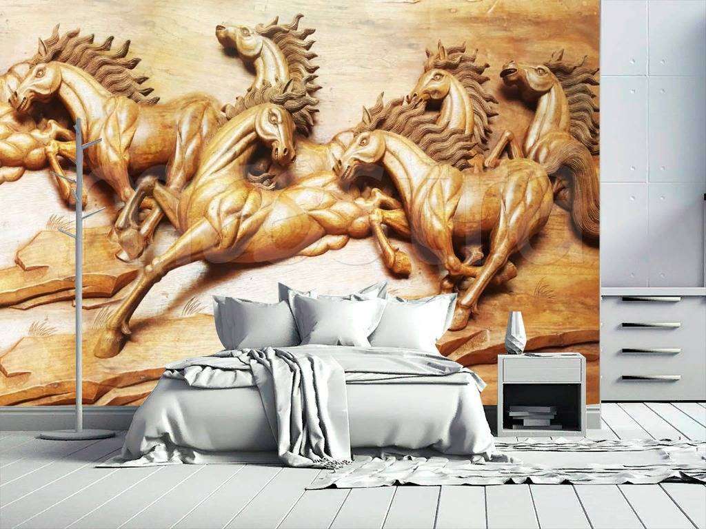 Фотообои в интерьере кони 3d  7-805 фото