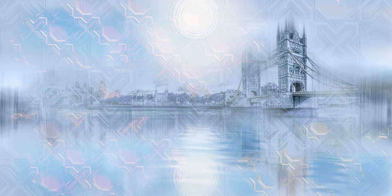 Фотообои в интерьере тауэрский мост в синих красках  7-553 фото