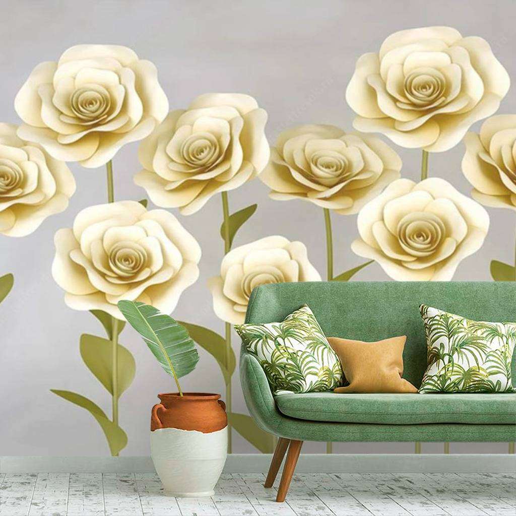 Фотообои в интерьере желтые розы  15-600 фото