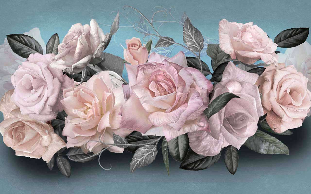 Фотообои в интерьере розы на ветке  13-083 фото