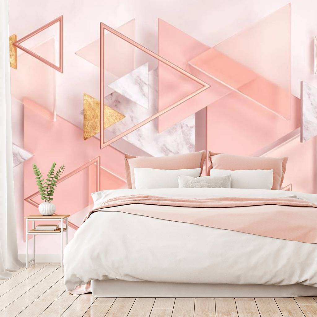 Фотообои 3д мраморные треугольные панели  15-478