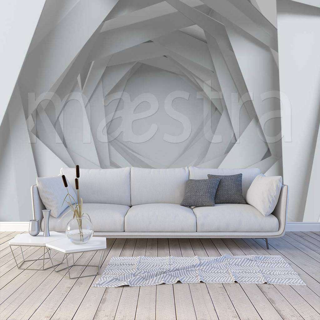 Фотообои в интерьере тоннель в серых тонах  10-435 фото