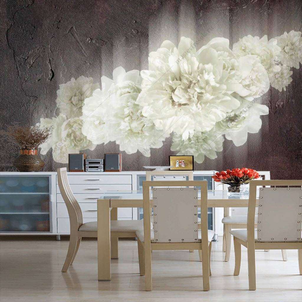 Фотообои в интерьере белые пионы  14-128 фото