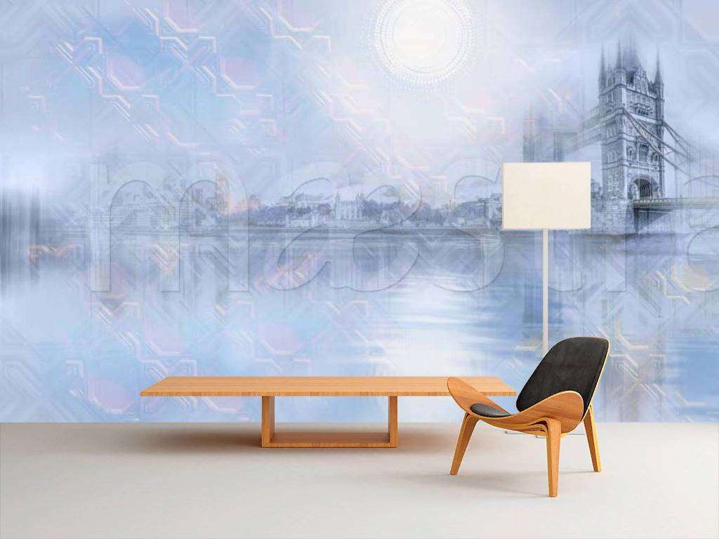 Фотообои в интерьере тауэрский мост в синих красках  7-553 фото