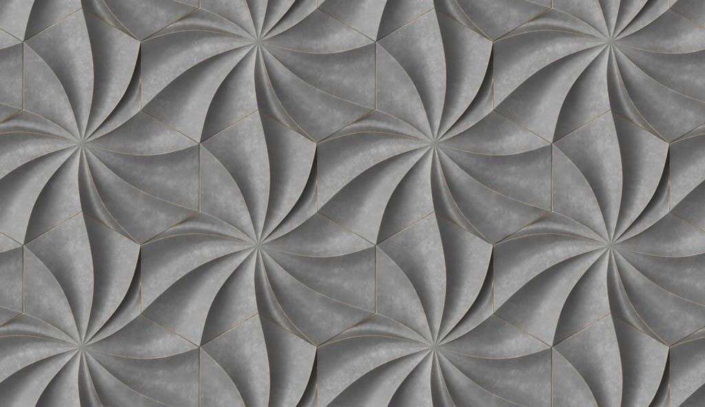 Фотообои в интерьере серые волны 3д  9-1574 фото