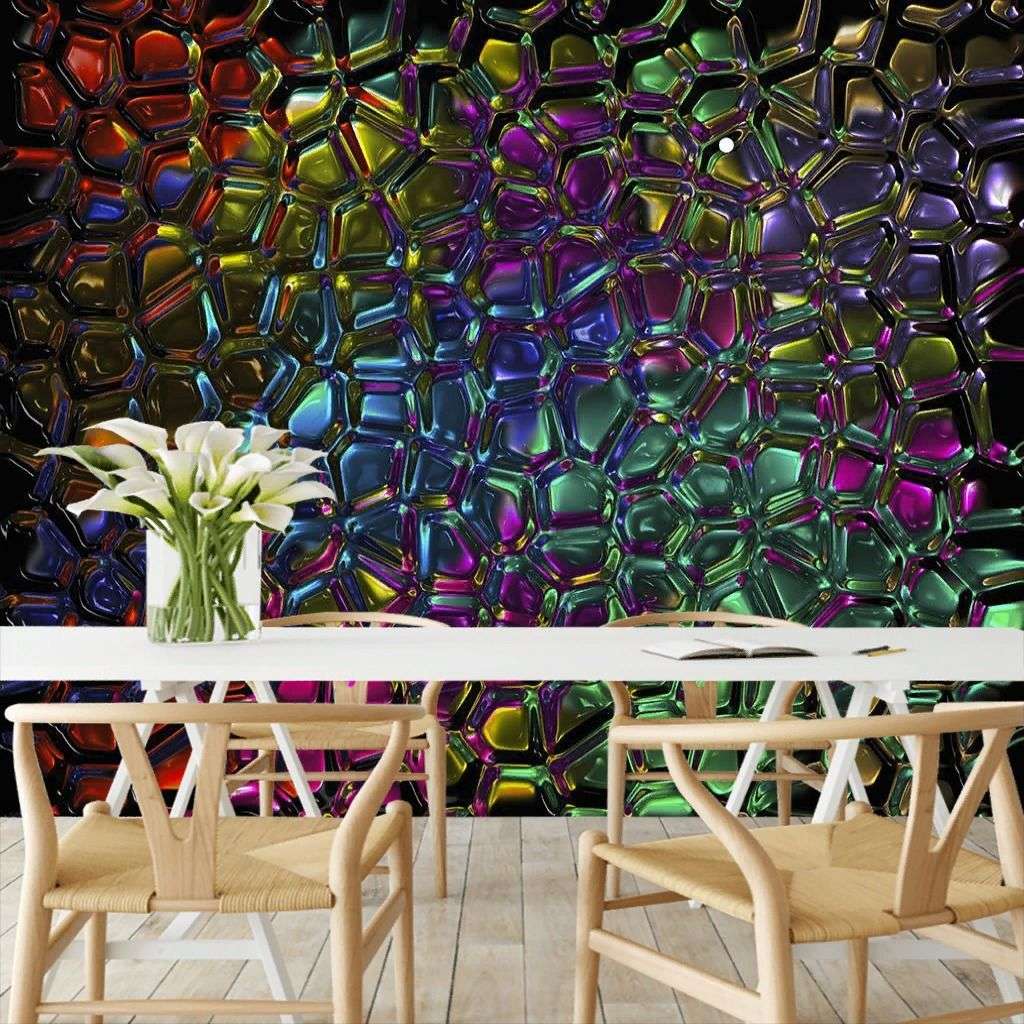 Фотообои в интерьере цветная мозаика  9-1429 фото