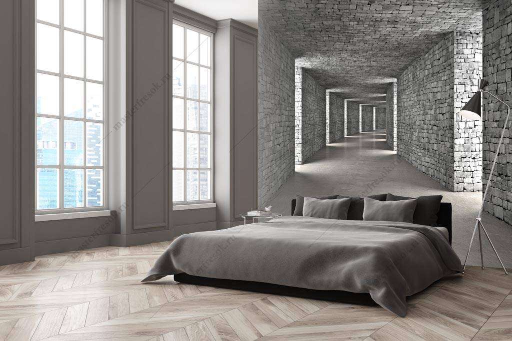 Фотообои в интерьере кирпичный тоннель  10-864 фото