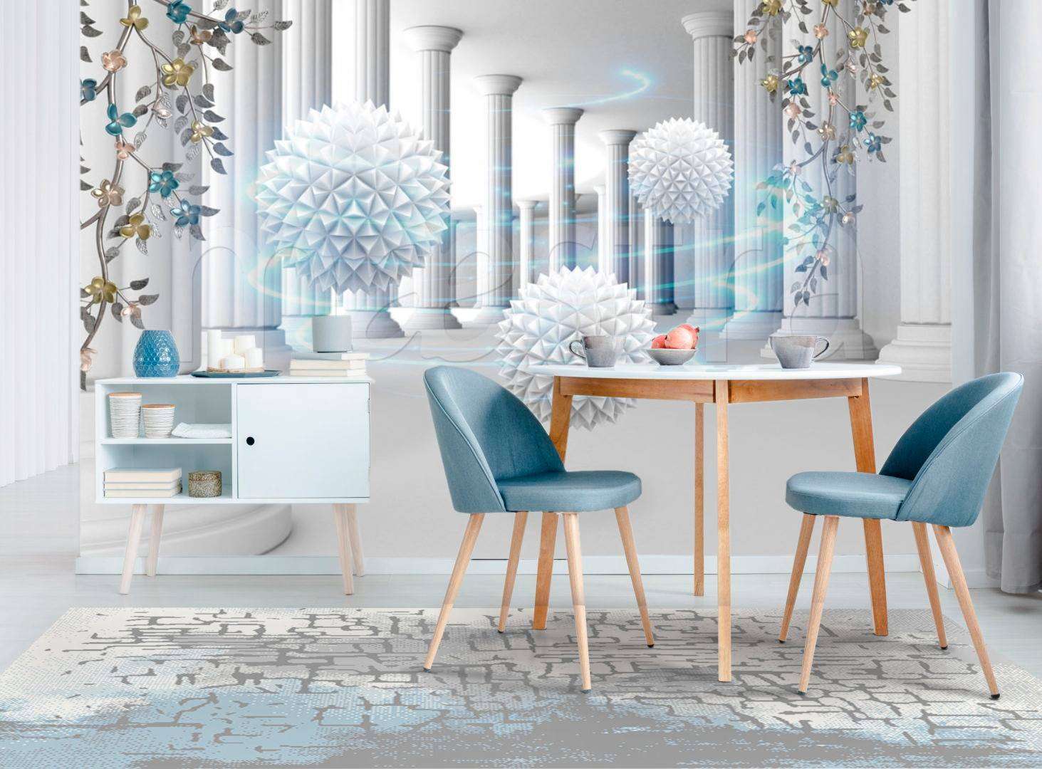 Фотообои в интерьере 3д шары в тоннеле  10-590 фото