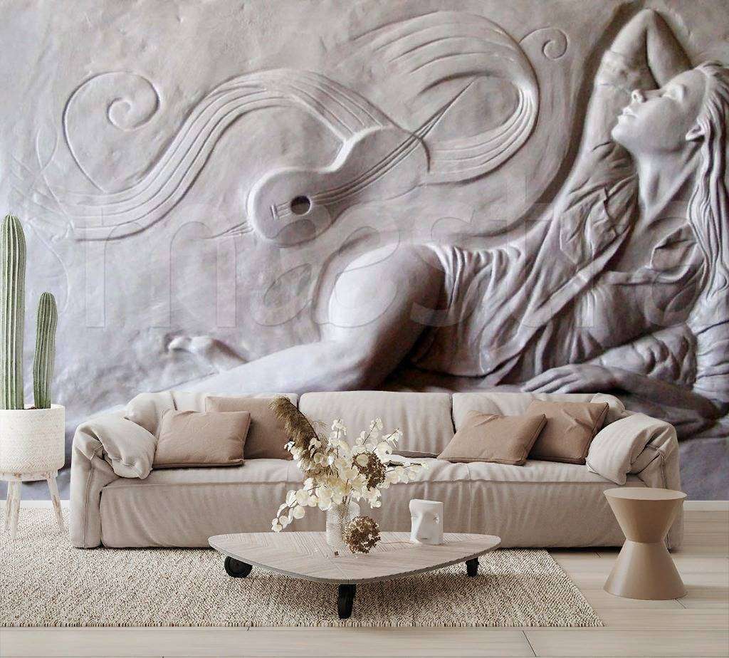 Фотообои в интерьере женщина 3д барельеф  7-803 фото
