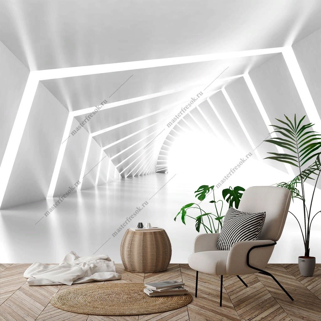 Фотообои 3д белый тунель  10-937