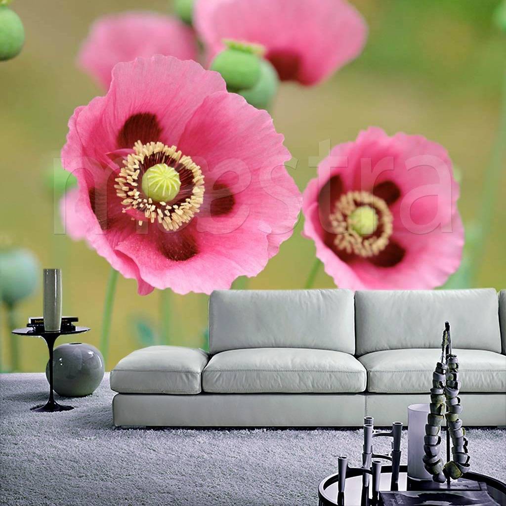 Фотообои Насыщенные розовые полевые цветы  3-177