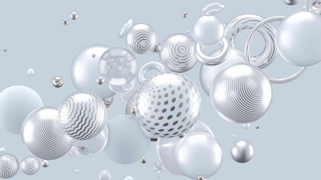 Фотообои в интерьере 3д шары на голубом фоне  10-784 фото