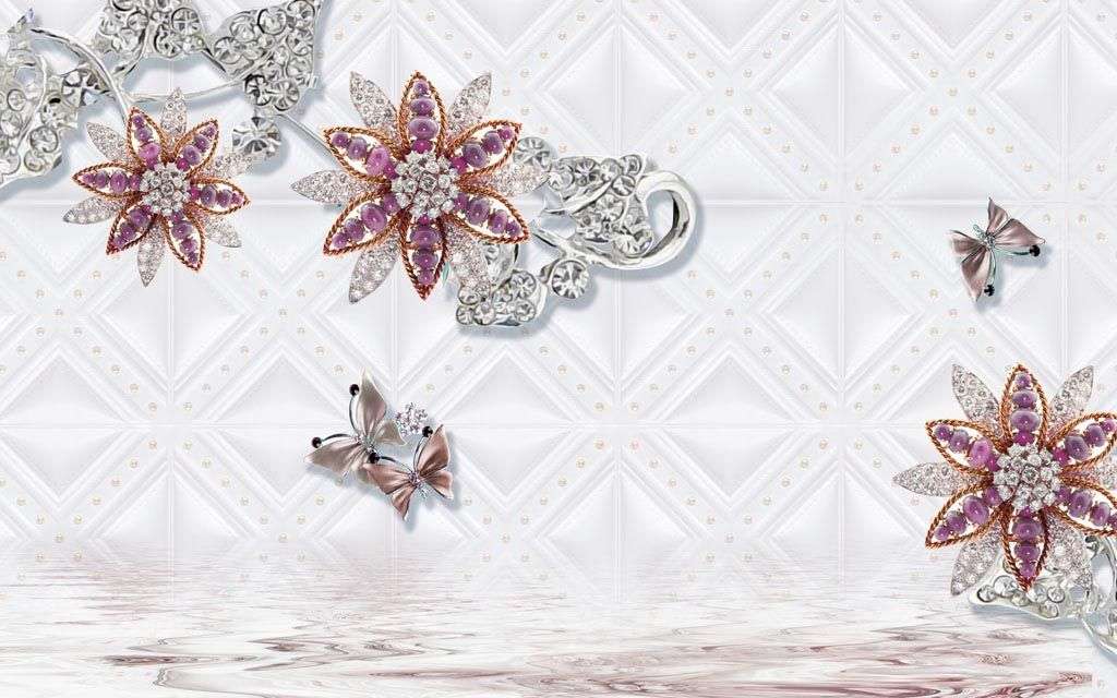 Фотообои в интерьере 3д драгоценные камни  10-676 фото