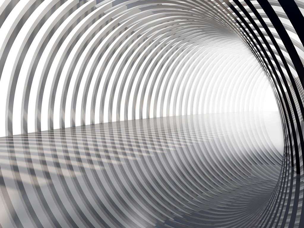 Фотообои в интерьере 3д серебряный коридор  10-824 фото