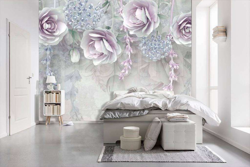 Фотообои 3д цветы нежно сиреневые  15-036