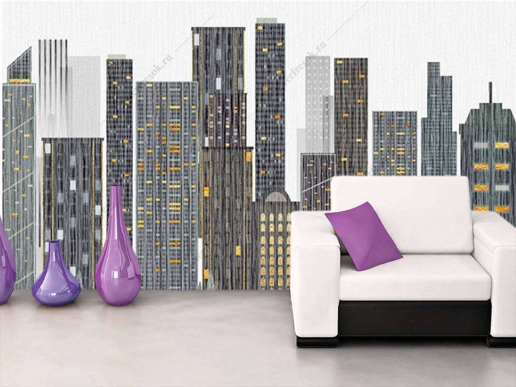 Фотообои в интерьере город в ночи  15-853 фото