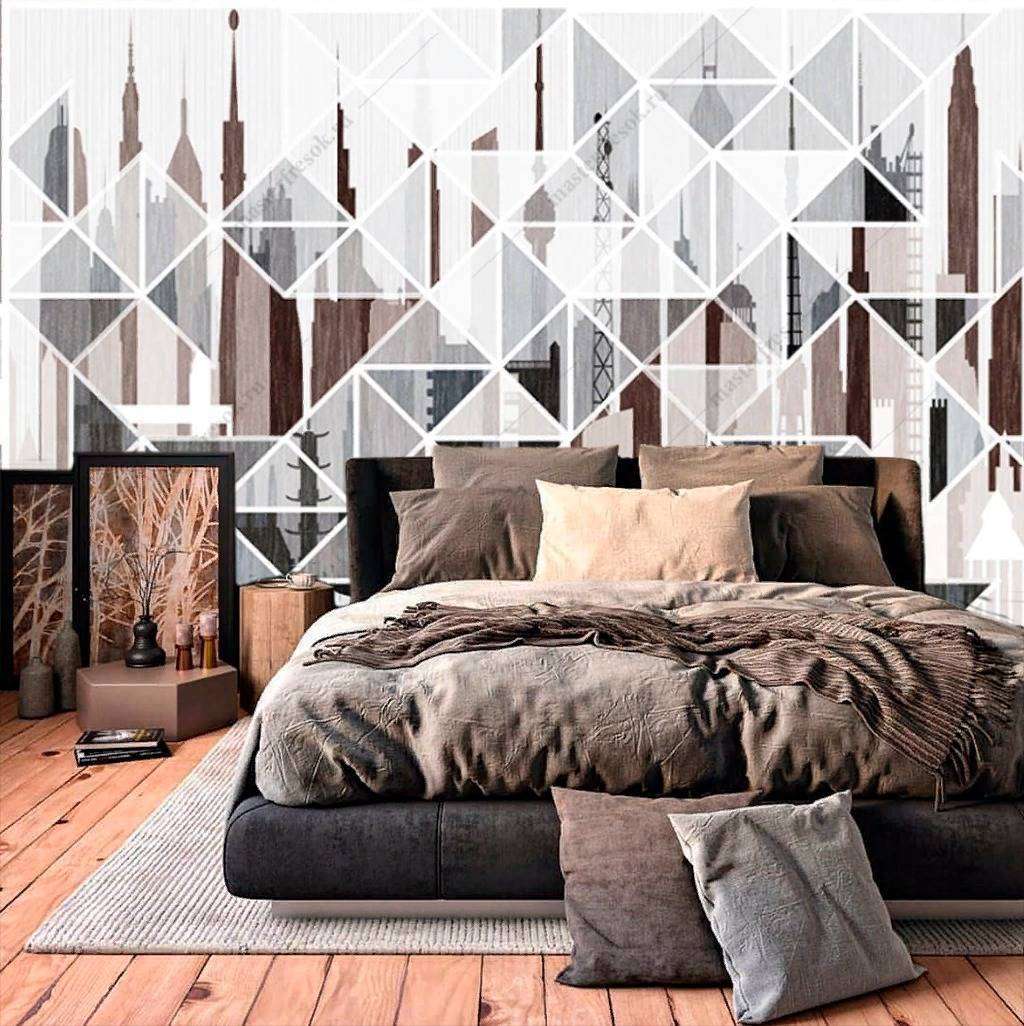 Фотообои в интерьере геометрическая композиция  15-837 фото