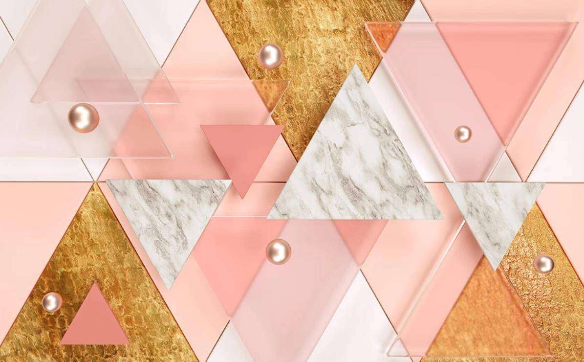 Фотообои в интерьере 3д треугольники фон  15-481 фото