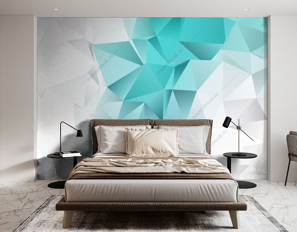 Фотообои Бирюзовые 3д треугольники  9-1498