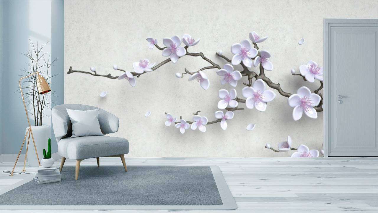 Фотообои в интерьере нежная веточка  10-608 фото