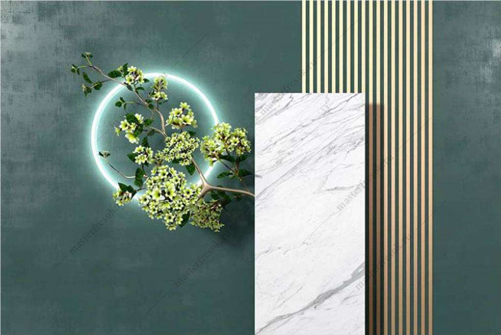 Фотообои в интерьере горящий круг  16-067 фото