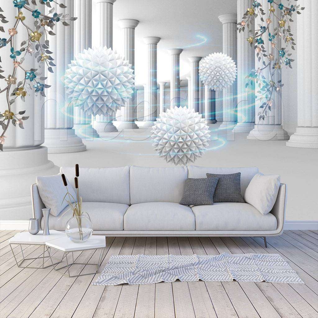 Фотообои в интерьере 3д шары в тоннеле  10-590 фото