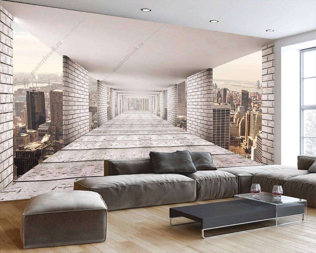 Фотообои в интерьере прямая перспектива  9-1187 фото