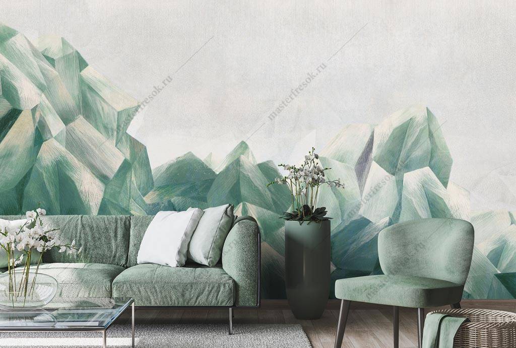 Фотообои Полигональные зеленые горы  9-1264