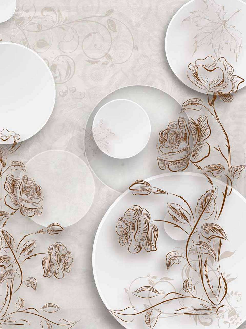 Фотообои в интерьере 3d цветы с шарами  7-832 фото