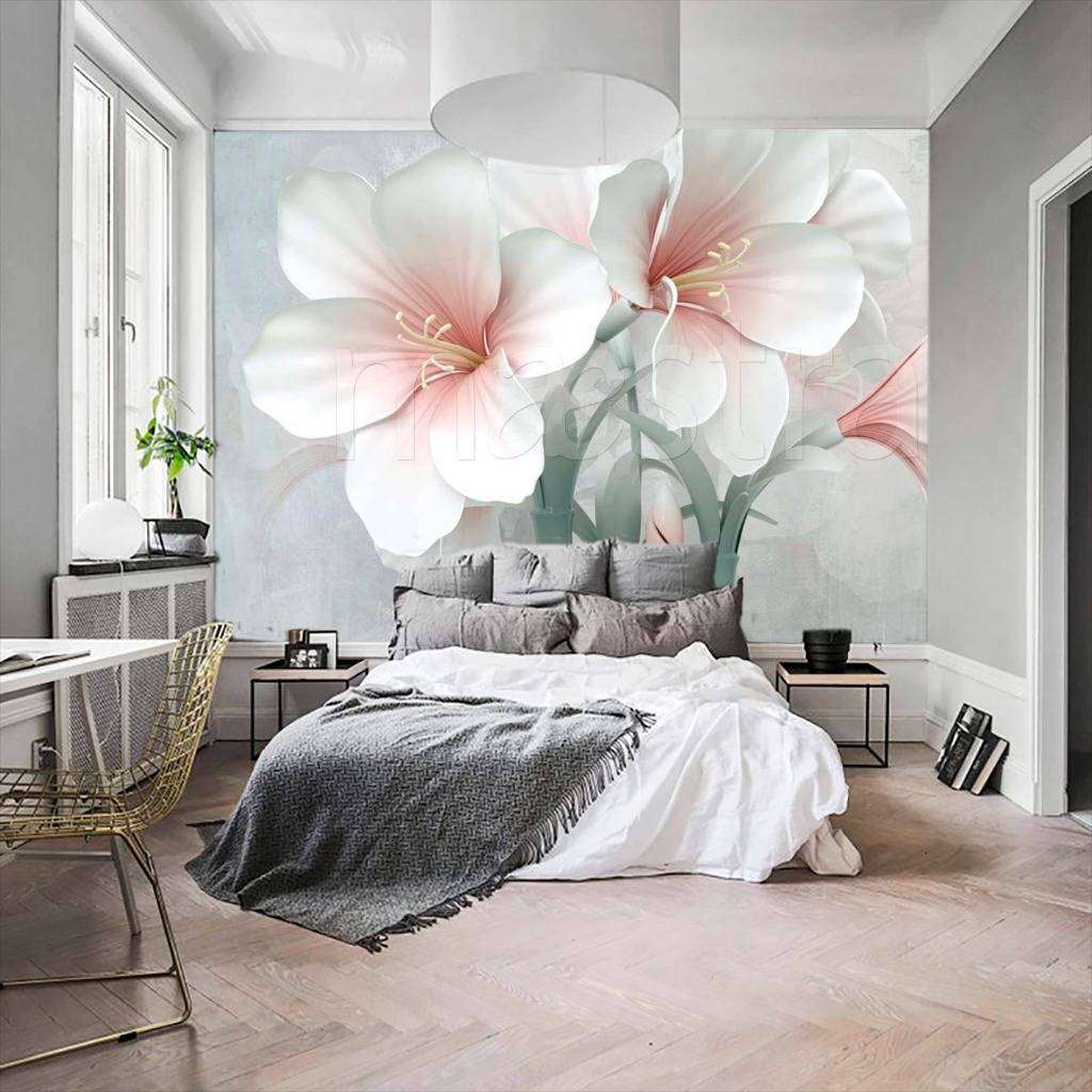 Фотообои 3д цветок белый  15-037