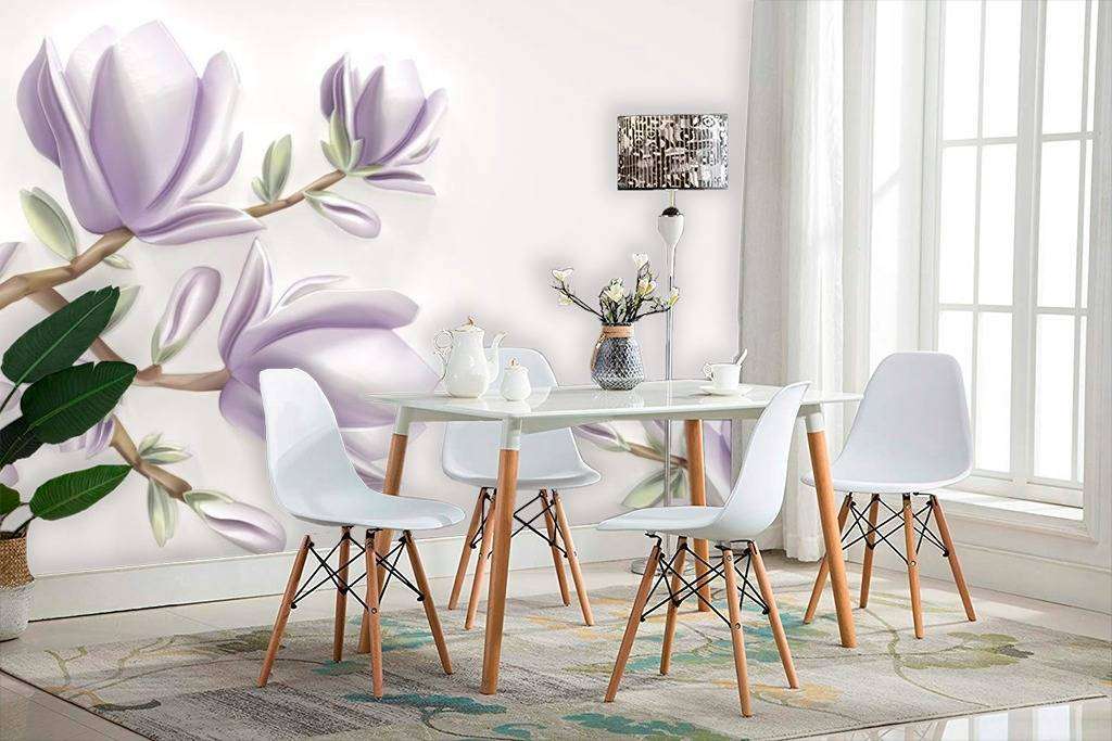 Фотообои в интерьере 3д магнолия сиреневая  15-473 фото