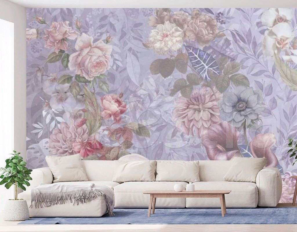 Фотообои в интерьере винтажные розы  7-458 фото