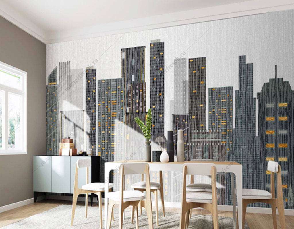 Фотообои в интерьере город в ночи  15-853 фото