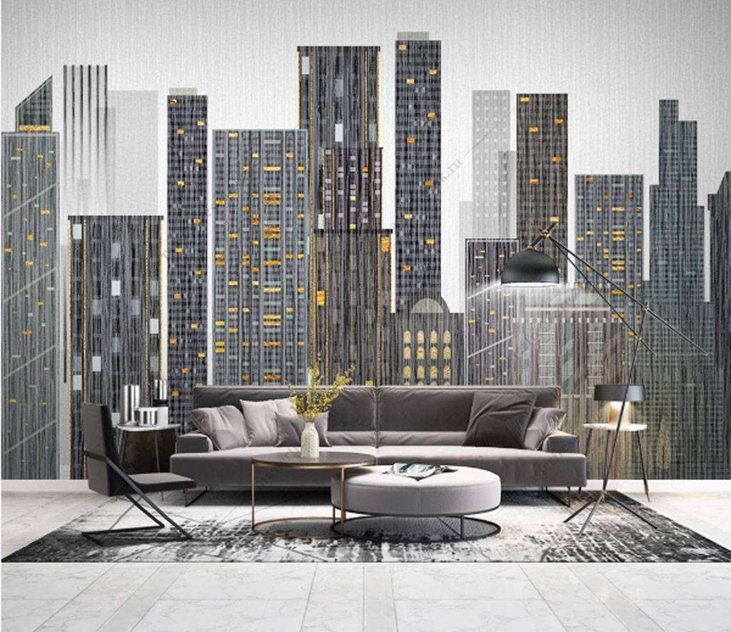 Фотообои в интерьере город в ночи  15-853 фото