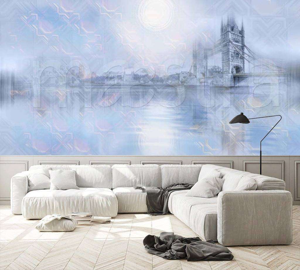 Фотообои в интерьере тауэрский мост в синих красках  7-553 фото