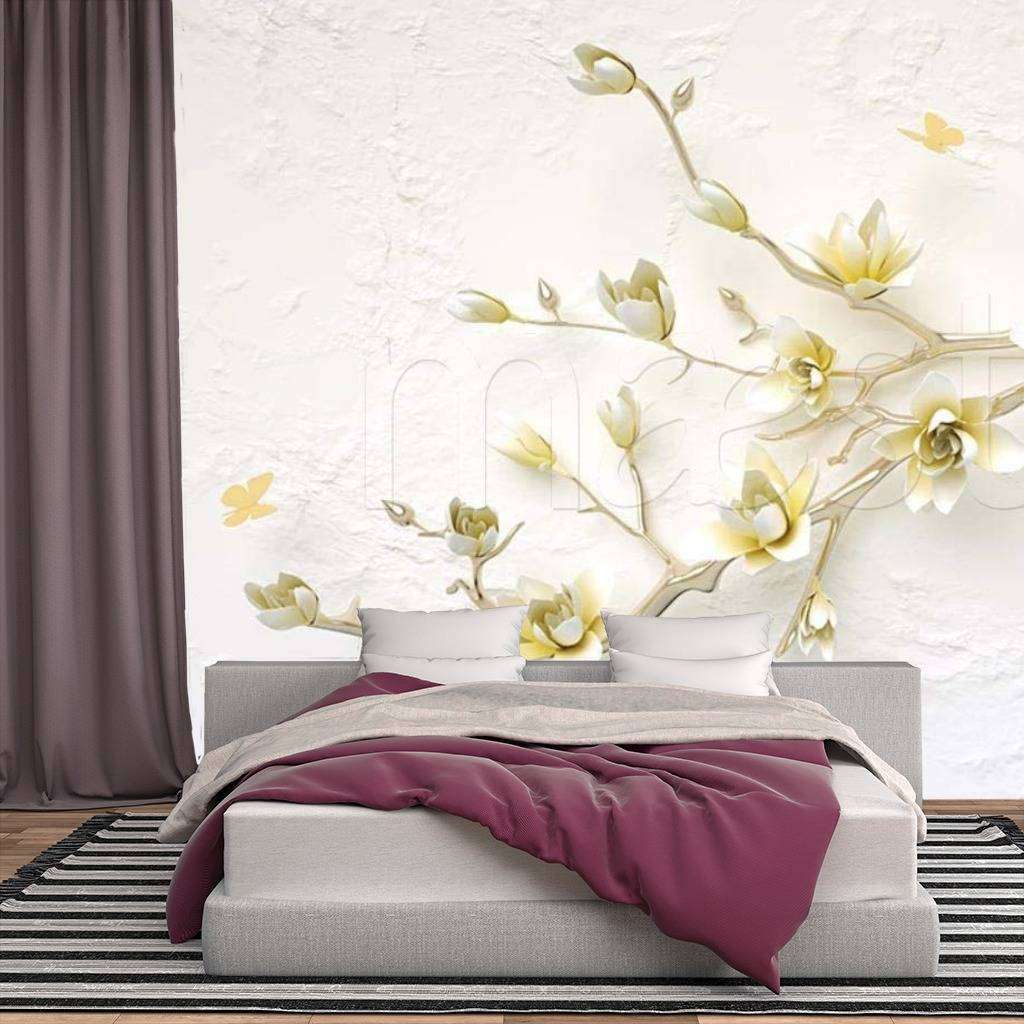 Фотообои в интерьере 3д магнолия  15-032 фото