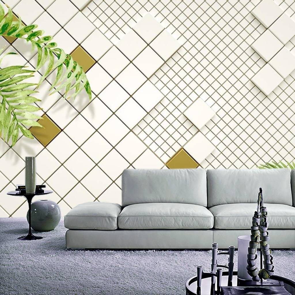 Фотообои Трехмерная белая мозаика  15-422