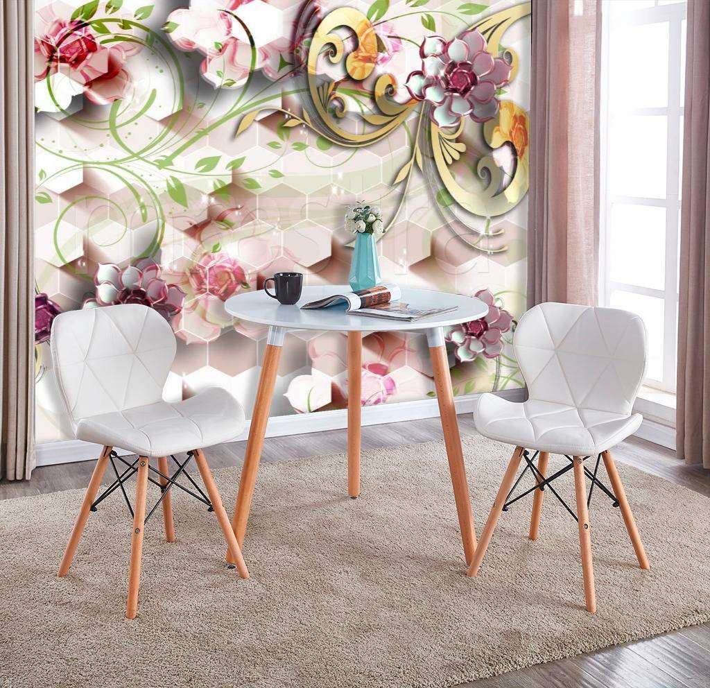 Фотообои Объемная 3д картинка с сотами и цветами  10-424