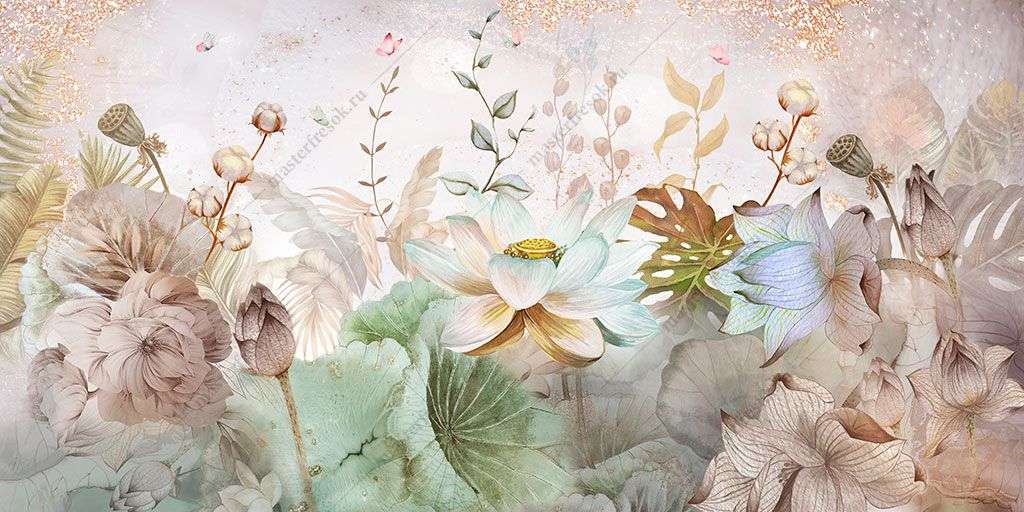 Фотообои в интерьере лотос на полянке  13-380 фото