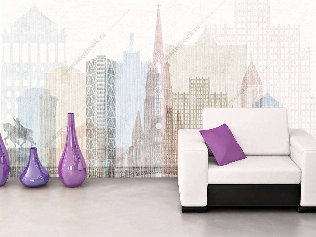 Фотообои в интерьере иллюстрация города  15-864 фото