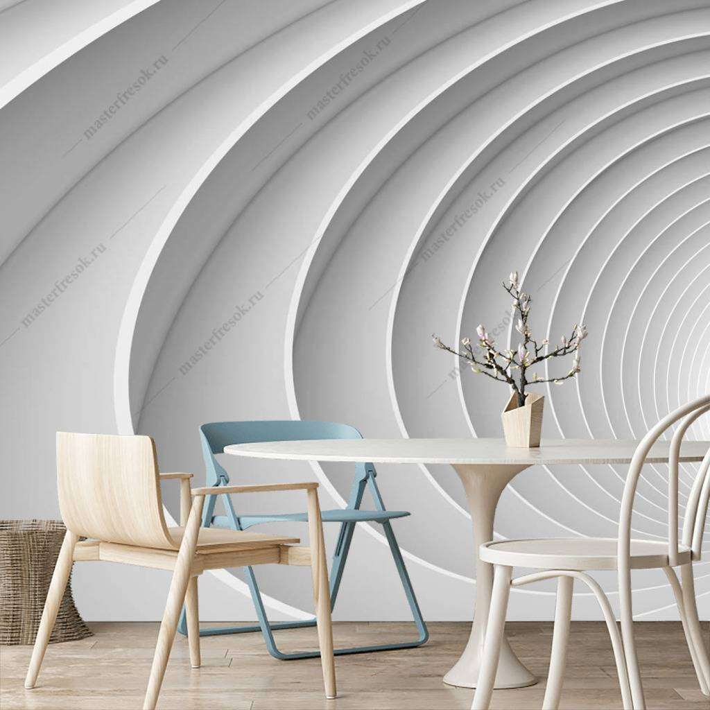 Фотообои в интерьере 3д волнообразный коридор  10-822 фото