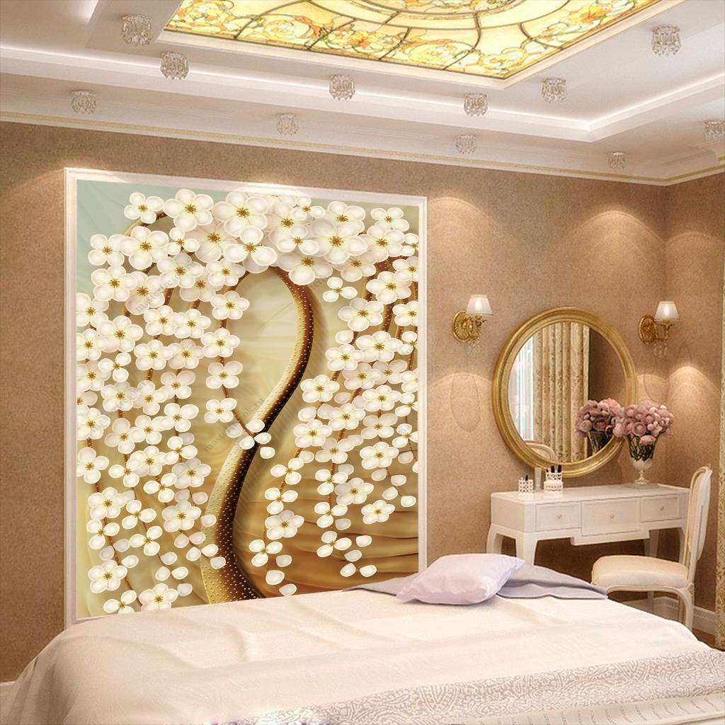 Фотообои в интерьере 3д дерево на золотом  10-650 фото