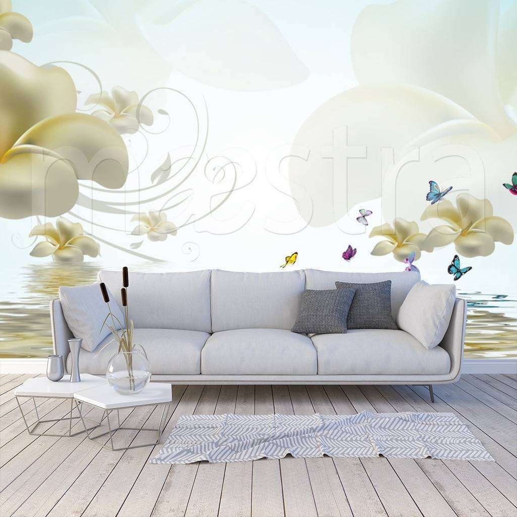 Фотообои 3д цветы на воде  10-585