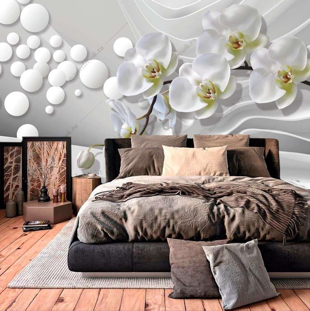Фотообои в интерьере орхидея 3д  10-892 фото
