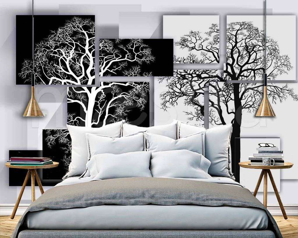 Фотообои в интерьере деревья черно белые  7-720 фото