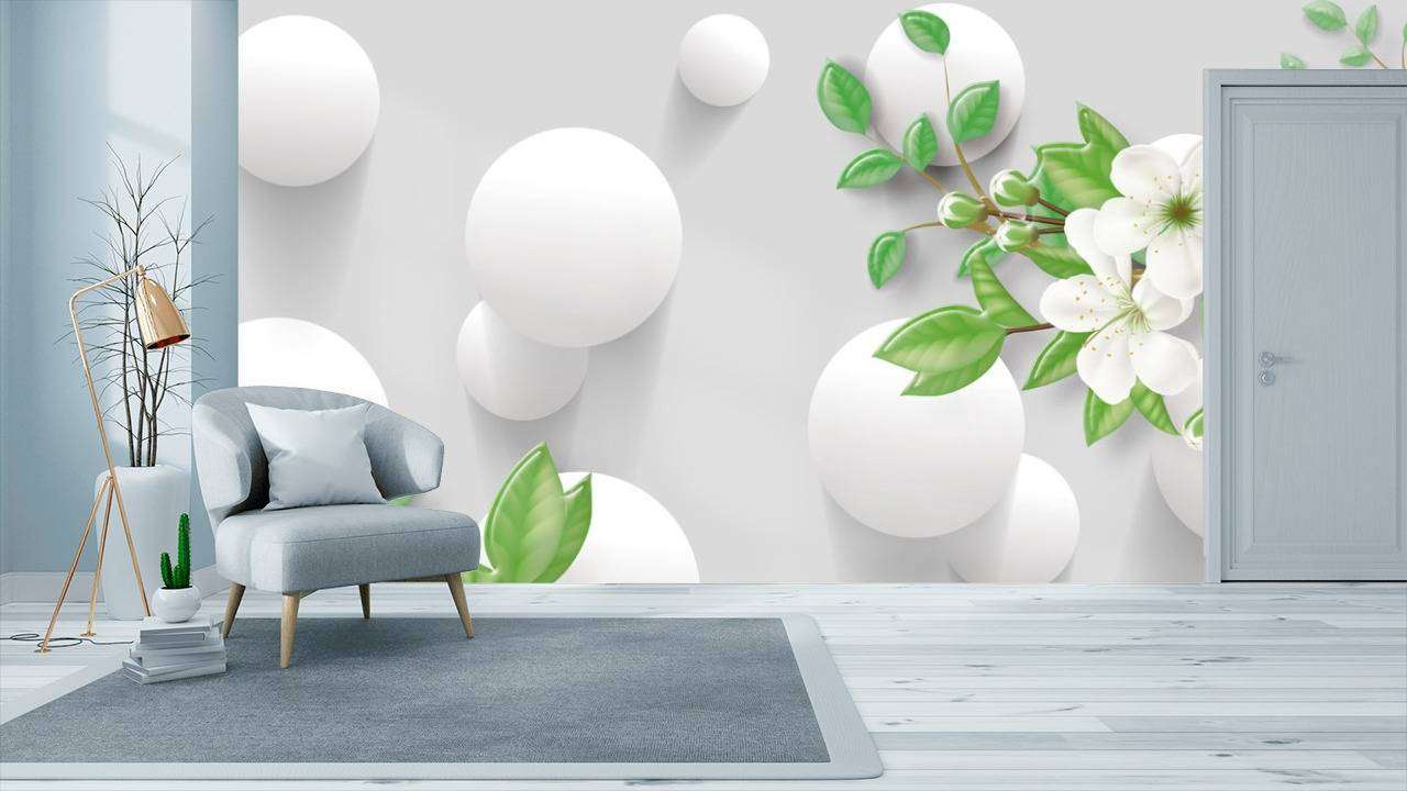 Фотообои в интерьере веточки яблони  10-617 фото