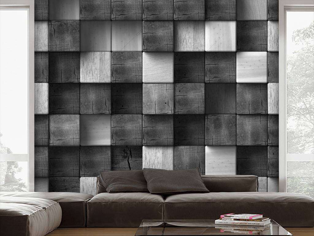 Фотообои в интерьере 3д кубики черные  10-683 фото