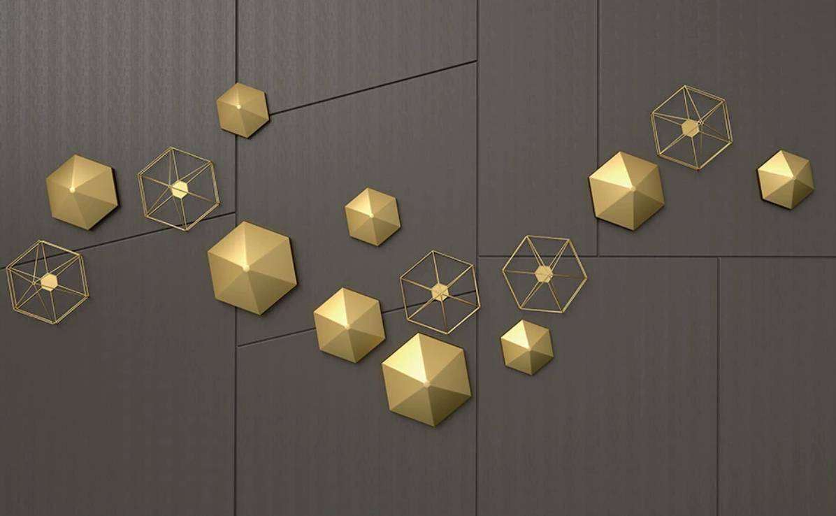Фотообои в интерьере 3д золотые фигуры  15-391 фото